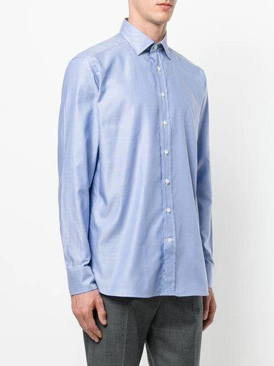 Shop Etro Pointed Collar Cotton Shirt In Blue