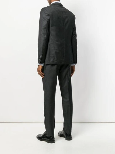 Shop Lardini Striped Three Piece Suit In Black
