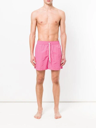 Shop Polo Ralph Lauren Embroidered Logo Swim Shorts In Pink