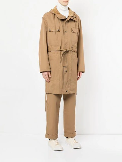 Shop Craig Green Belted Trench Coat In Brown
