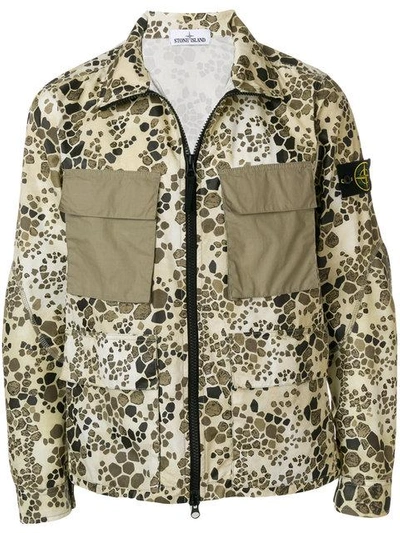 Stone Island Alligator Camouflage Print Jacket In Neutrals | ModeSens
