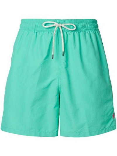 Shop Polo Ralph Lauren Embroidered Logo Swim Shorts In Green