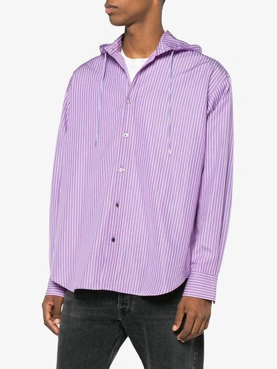 Shop Johnlawrencesullivan John Lawrence Sullivan Oversized Stripe Hooded Shirt - Pink In Pink & Purple