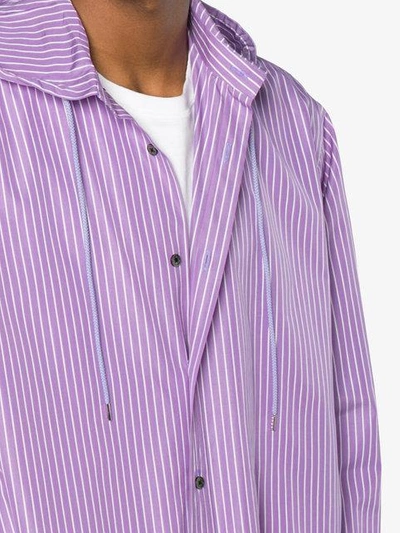 Shop Johnlawrencesullivan John Lawrence Sullivan Oversized Stripe Hooded Shirt - Pink In Pink & Purple
