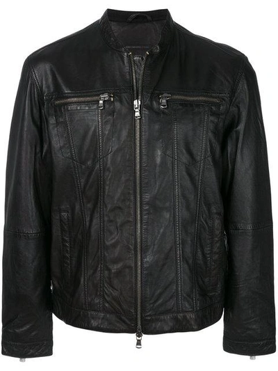 Shop John Varvatos Zipped Biker Jacket In Black