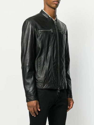 Shop John Varvatos Zipped Biker Jacket In Black