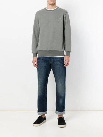 Shop Calvin Klein Logo Sweatshirt - Grey