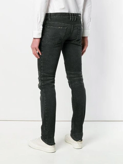 Shop Balmain Distressed Skinny Jeans - Grey
