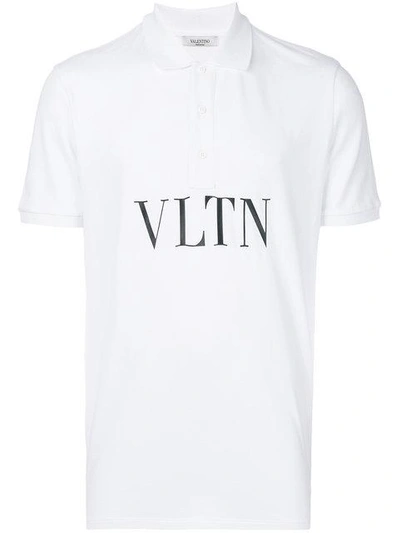 Shop Valentino Vltn Print Polo Shirt In White