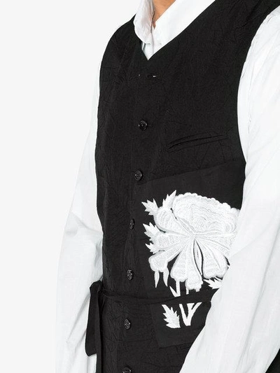 Shop Ann Demeulemeester Floral Patch Waistcoat - Black