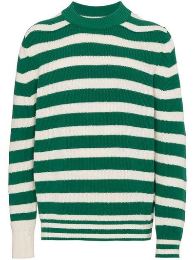 Shop Sacai Striped Mock Neck Sweater