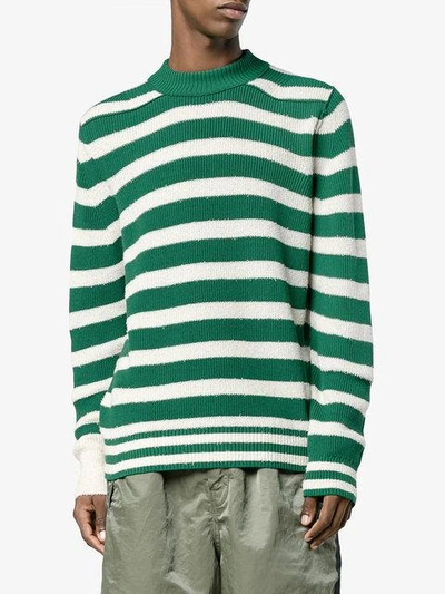 Shop Sacai Striped Mock Neck Sweater