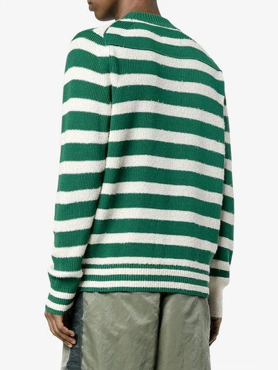 Shop Sacai Striped Mock Neck Sweater