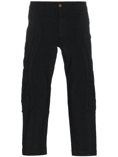 Shop Comme Des Garçons Homme Deux Irregular Stitching Cropped Trousers In 1