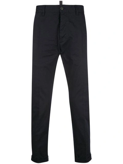 Shop Dsquared2 Chino Trousers With Turn Up Cuffs - Blue