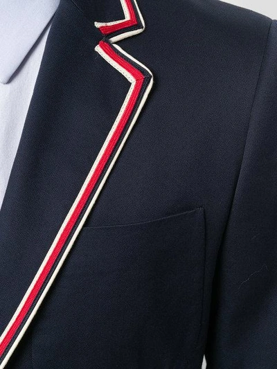 Shop Gucci Contrast Piping Blazer In Blue