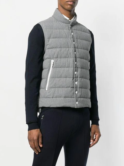 Shop Moncler Logo Plaque Padded Gilet - Grey