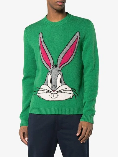 straf dealer heilig Gucci Bugs Bunny Guccy Knitted Wool Sweater In Green | ModeSens
