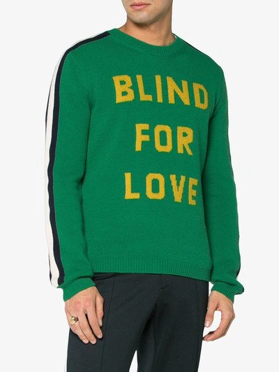 Shop Gucci Pullover Mit "blind For Love"-aufschrift In Green