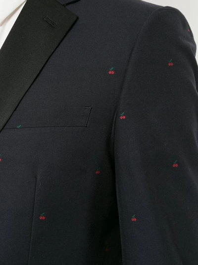 Shop Education From Youngmachines Cherry Embroidered Blazer - Black