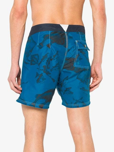 Shop Riz Boardshorts Riz Blue Swim Shorts With Fish Print