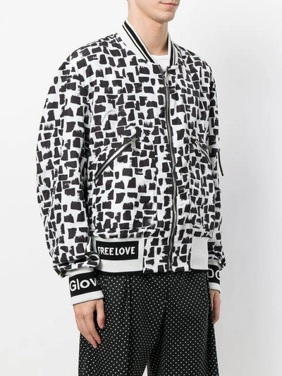 Shop Dolce & Gabbana Abstract Print Bomber Jacket In White