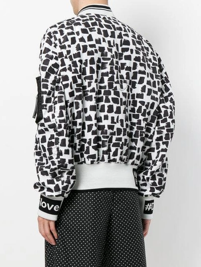 Shop Dolce & Gabbana Abstract Print Bomber Jacket In White