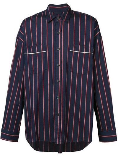 Shop Fear Of God Striped Pajama Shirt In Blue