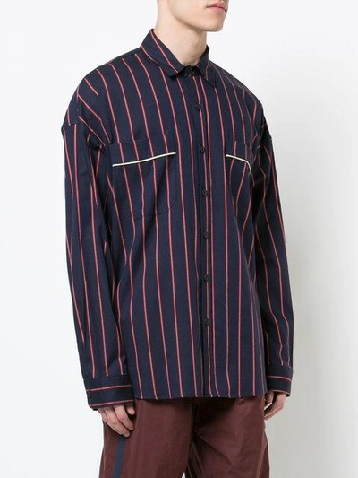 Shop Fear Of God Striped Pajama Shirt In Blue