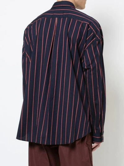 Shop Fear Of God Striped Pajama Shirt In Blue