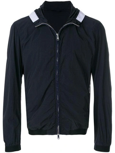 Shop Emporio Armani Hooded Zip-up Jacket - Blue