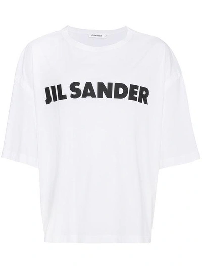 Shop Jil Sander T-shirt Mit Logo-print In 100 White