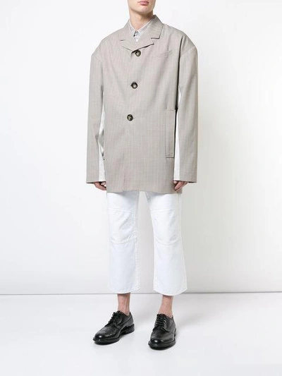Shop Chin Mens Asymmetric Suit Jacket In Brown