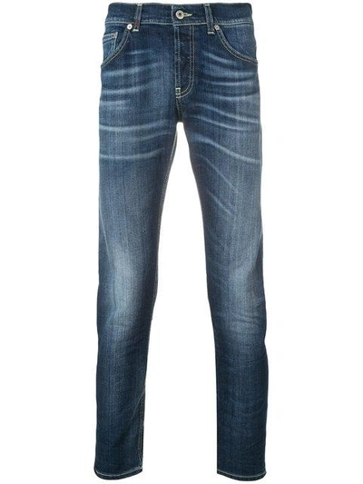 Shop Dondup Faded Straight Leg Jeans - Blue