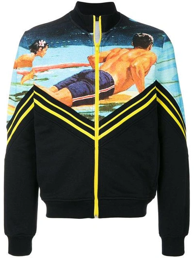 Shop N°21 Nº21 Surfer Print Zip-up Sweatshirt - Black