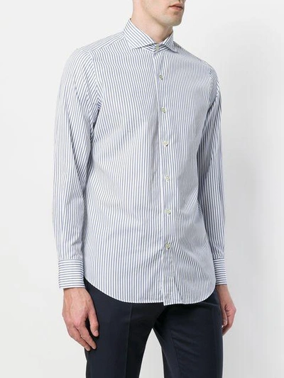 Shop Finamore Napoli Striped Long Sleeve Shirt In White