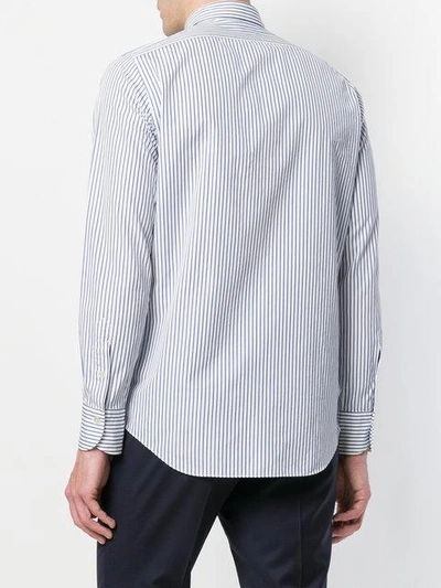 Shop Finamore Napoli Striped Long Sleeve Shirt In White