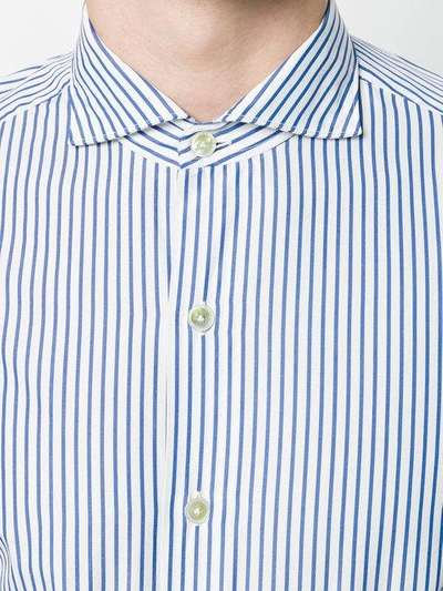 Shop Finamore Napoli Striped Long Sleeve Shirt In White