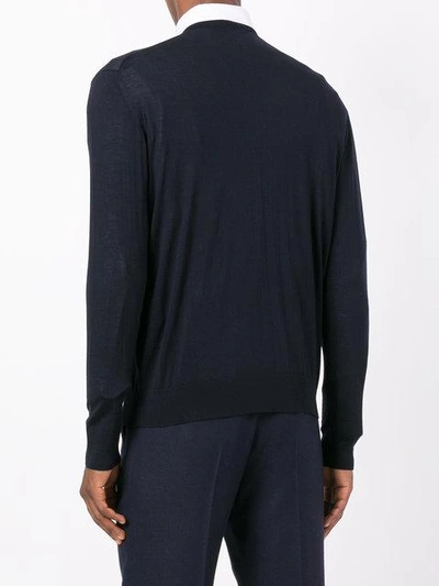 Shop Prada Wool V-neck Sweater In Blue