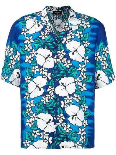 Shop Dsquared2 Hawaiian Print Shirt In Blue