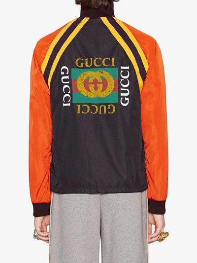 Shop Gucci Nylon Jacket With  Logo In Black