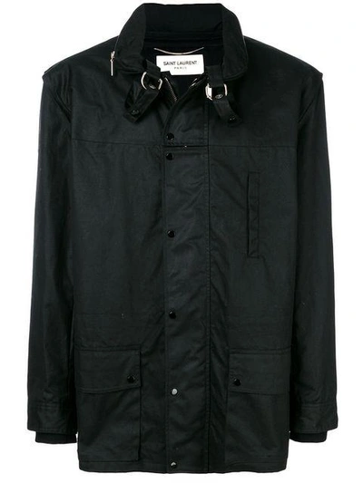Shop Saint Laurent Stowaway Hood Parka Coat - Black