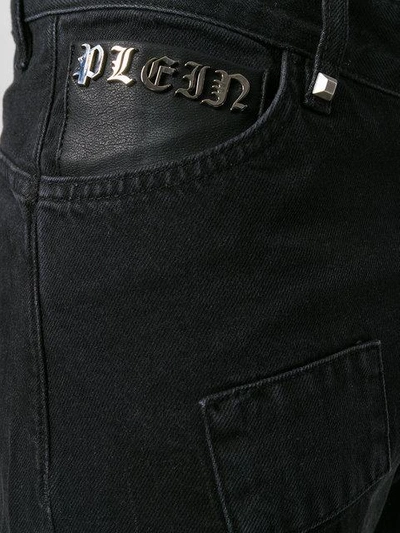 Shop Philipp Plein Distressed Straight-leg Jeans - Black