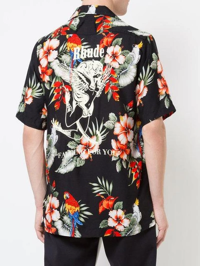 Shop Rhude Floral Print Shirt In Black