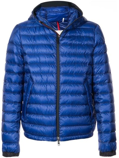 Shop Moncler Padded Hooded Jacket In Blue