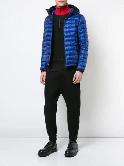 Shop Moncler Padded Hooded Jacket In Blue