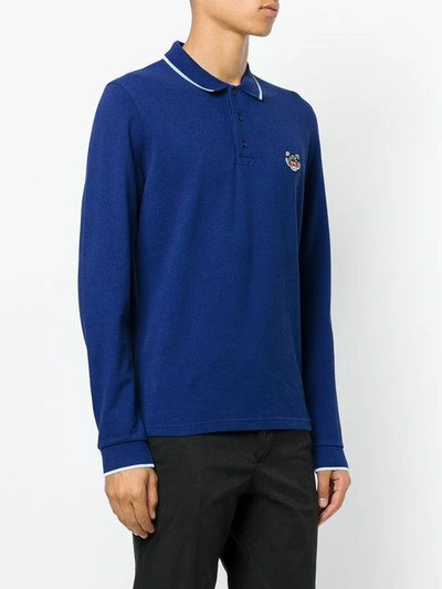 Shop Kenzo Long-sleeved Tiger Crest Polo Shirt