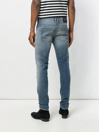 Shop Balmain Faded Skinny Jeans In Blue