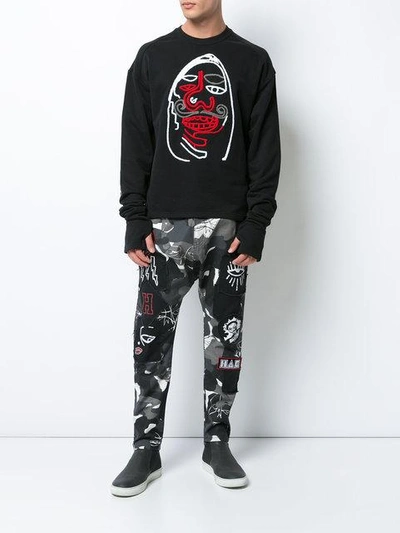 Haculla Face-embroidered Cotton Sweatshirt In Black