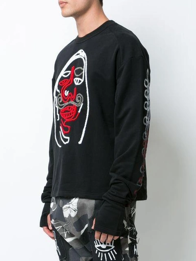 Haculla Face-embroidered Cotton Sweatshirt In Black